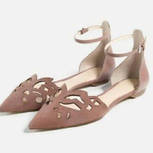 COPY - Zara Woman Laser Cut Blush Suede Flats
